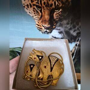 Vintage Gold Elephant Necklace and Choker Set